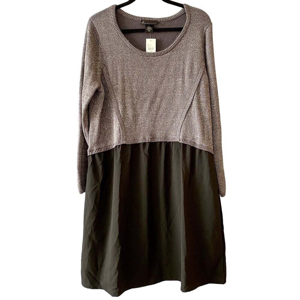 LANE BRYANT Metallic Knit Long Sleeve Lightweight Bottom Party Dress 18/20 NWT
